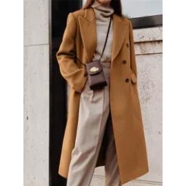Women's Fashion Solid Color Long Woolen Coat