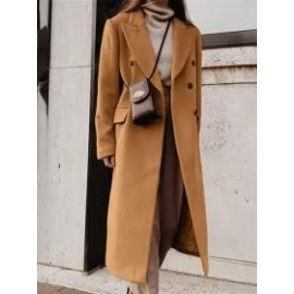 Women's Fashion Solid Color Long Woolen Coat
