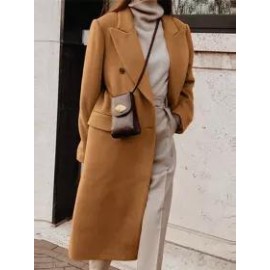 Women's Fashion Solid Color Long Woolen Coat
