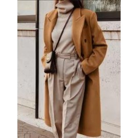 Women's Fashion Solid Color Long Woolen Coat