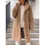Casual Loose Solid Lamb Wool Single Breasted Coat