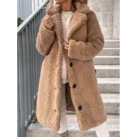Casual Loose Solid Lamb Wool Single Breasted Coat