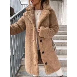Casual Loose Solid Lamb Wool Single Breasted Coat