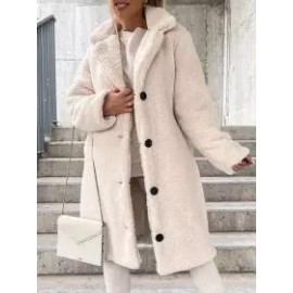 Casual Loose Solid Lamb Wool Single Breasted Coat