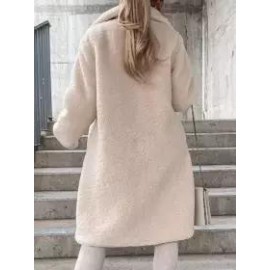 Casual Loose Solid Lamb Wool Single Breasted Coat