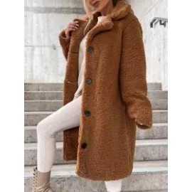 Casual Loose Solid Lamb Wool Single Breasted Coat