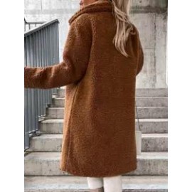 Casual Loose Solid Lamb Wool Single Breasted Coat