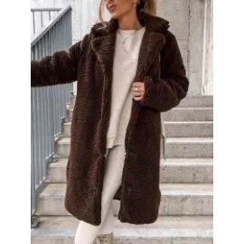Casual Loose Solid Lamb Wool Single Breasted Coat