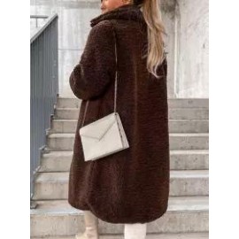 Casual Loose Solid Lamb Wool Single Breasted Coat