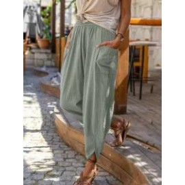 Cotton And Linen Casual Thin Cropped Harem Pants