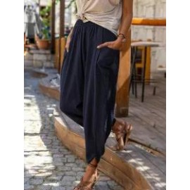 Cotton And Linen Casual Thin Cropped Harem Pants