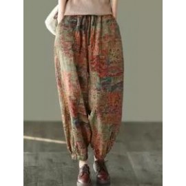 Loose Casual Vintage Print Pants