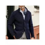 Men's Casual Stand Collar Thick Knit Suit Jacket