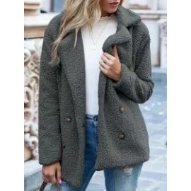 Button Lapel Loose Sweater Cardigan Sheep Cake Woolen Coat