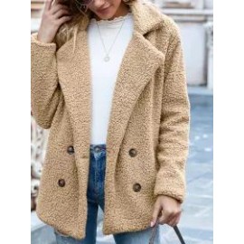 Button Lapel Loose Sweater Cardigan Sheep Cake Woolen Coat