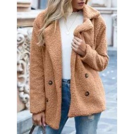 Button Lapel Loose Sweater Cardigan Sheep Cake Woolen Coat