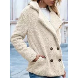 Button Lapel Loose Sweater Cardigan Sheep Cake Woolen Coat