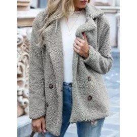 Button Lapel Loose Sweater Cardigan Sheep Cake Woolen Coat