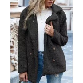 Button Lapel Loose Sweater Cardigan Sheep Cake Woolen Coat