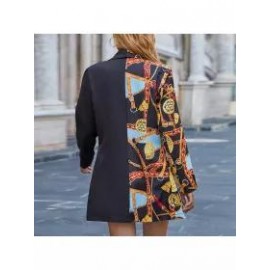 Fashion Slim Cardigan Print Stitching Suit