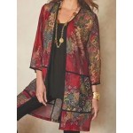 Print Three-quarter Sleeve Cardigan