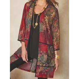 Print Three-quarter Sleeve Cardigan