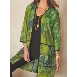 Print Three-quarter Sleeve Cardigan