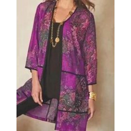 Print Three-quarter Sleeve Cardigan