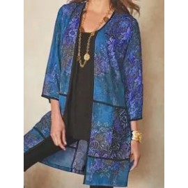 Print Three-quarter Sleeve Cardigan