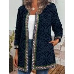 Retro Geometric Print Casual Cardigan Jacket