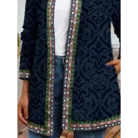 Retro Geometric Print Casual Cardigan Jacket