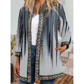 Casual Loose Ethnic Vintage Print Cardigan Coat