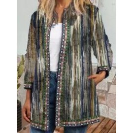 Casual Loose Ethnic Vintage Print Cardigan Coat