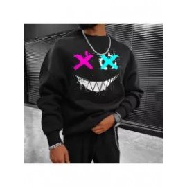 Smiley Print Casual Oversized Men's Sweatshirt