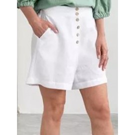 Single-breasted Cotton And Linen Loose Casual Shorts