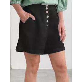 Single-breasted Cotton And Linen Loose Casual Shorts