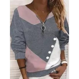 Patchwork Loose Casual Sweatshirt