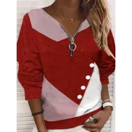 Patchwork Loose Casual Sweatshirt