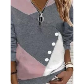 Patchwork Loose Casual Sweatshirt