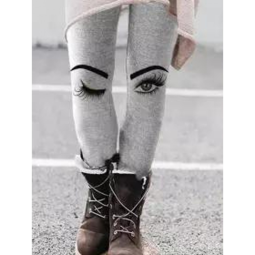 Casual Sanded Eye Print Slim Pants Casual Sanded Eye Print Slim Pants