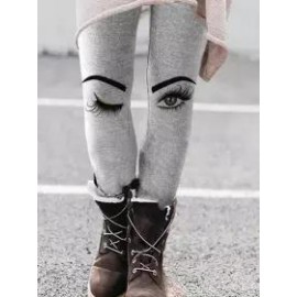 Casual Sanded Eye Print Slim Pants