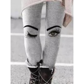 Casual Sanded Eye Print Slim Pants