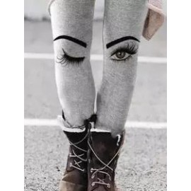 Casual Sanded Eye Print Slim Pants