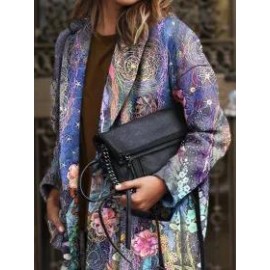 Double Pocket Floral Print Casual Jacket