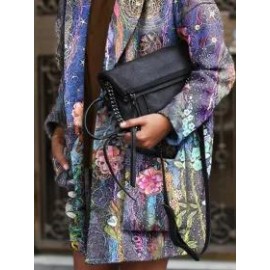 Double Pocket Floral Print Casual Jacket