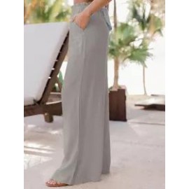 Casual Loose Solid Color Elastic Waist Pants