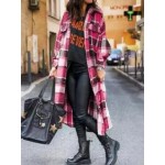 Fashion Plaid Print Button-up Jacket Women