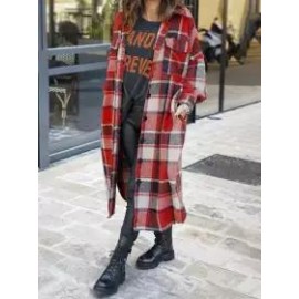 Fashion Plaid Print Button-up Jacket Women