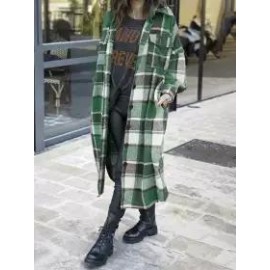 Fashion Plaid Print Button-up Jacket Women