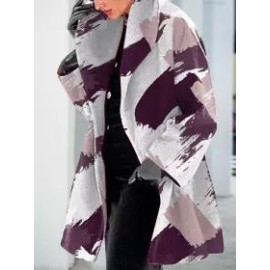 Casual Plaid Print Lapel Long Sleeves Loose Coat
